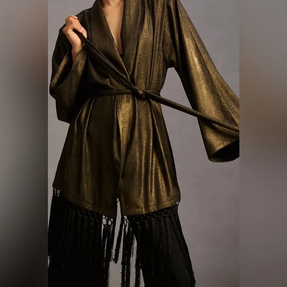 ⭐️ METALLIC FRINGE KIMONO BY ANTHROPOLOGY ⭐️ - Picture 2 of 3